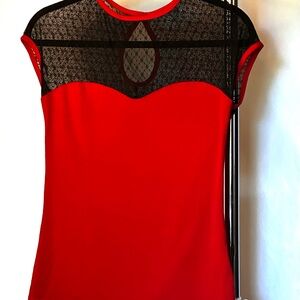 RockSteady Red and Black Lace Women's Blouse